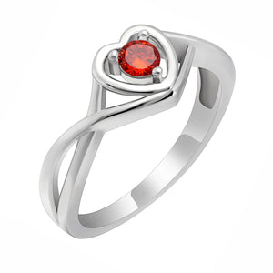 Christine Engagement Ring Promise Heart For Women Silver Cz Ginger Lyne Collection - July Red,10