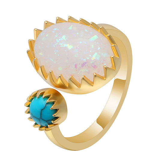 Bexley Simulated Oval Fire Opal Turquoise Ring Womens Ginger Lyne Collection - 7