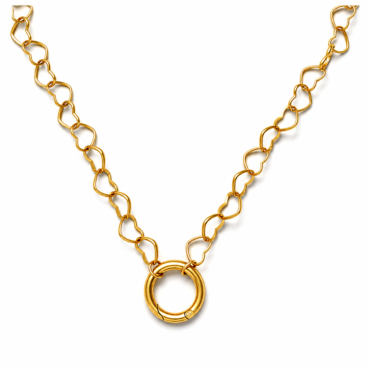 Carabiner Charm Necklace for Women Heart Chain Round Carabiner Holder Stainless Steel by Ginger Lyne