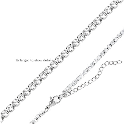 TennisNecklaceforWomen3mmBlackorClearCubicZirconiaChoker16-18"AdjustLengthStainlessSteel_Clear-3