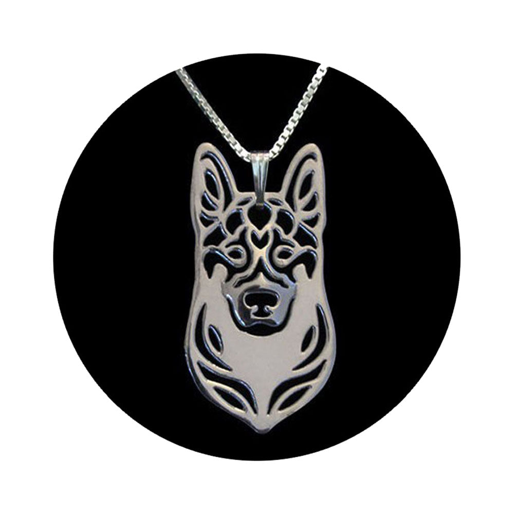 German Shepherd Dog Silver Necklace Earrings Set Women Ginger Lyne Collection