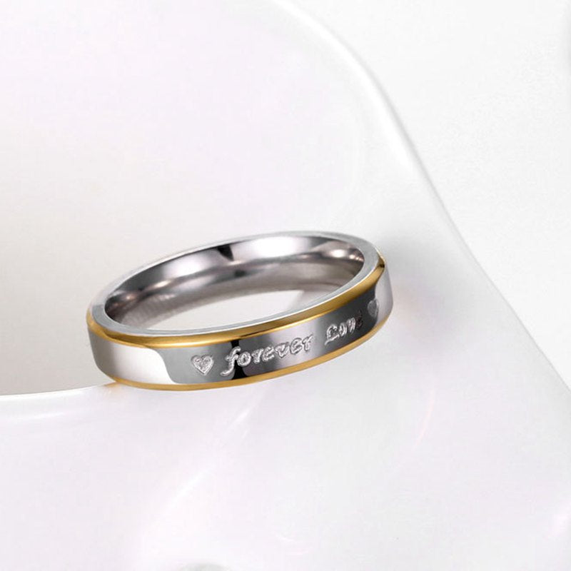 Forever Love 4 mm or 6mm Stainless Steel Wedding Band for Men or Women by Ginger Lyne