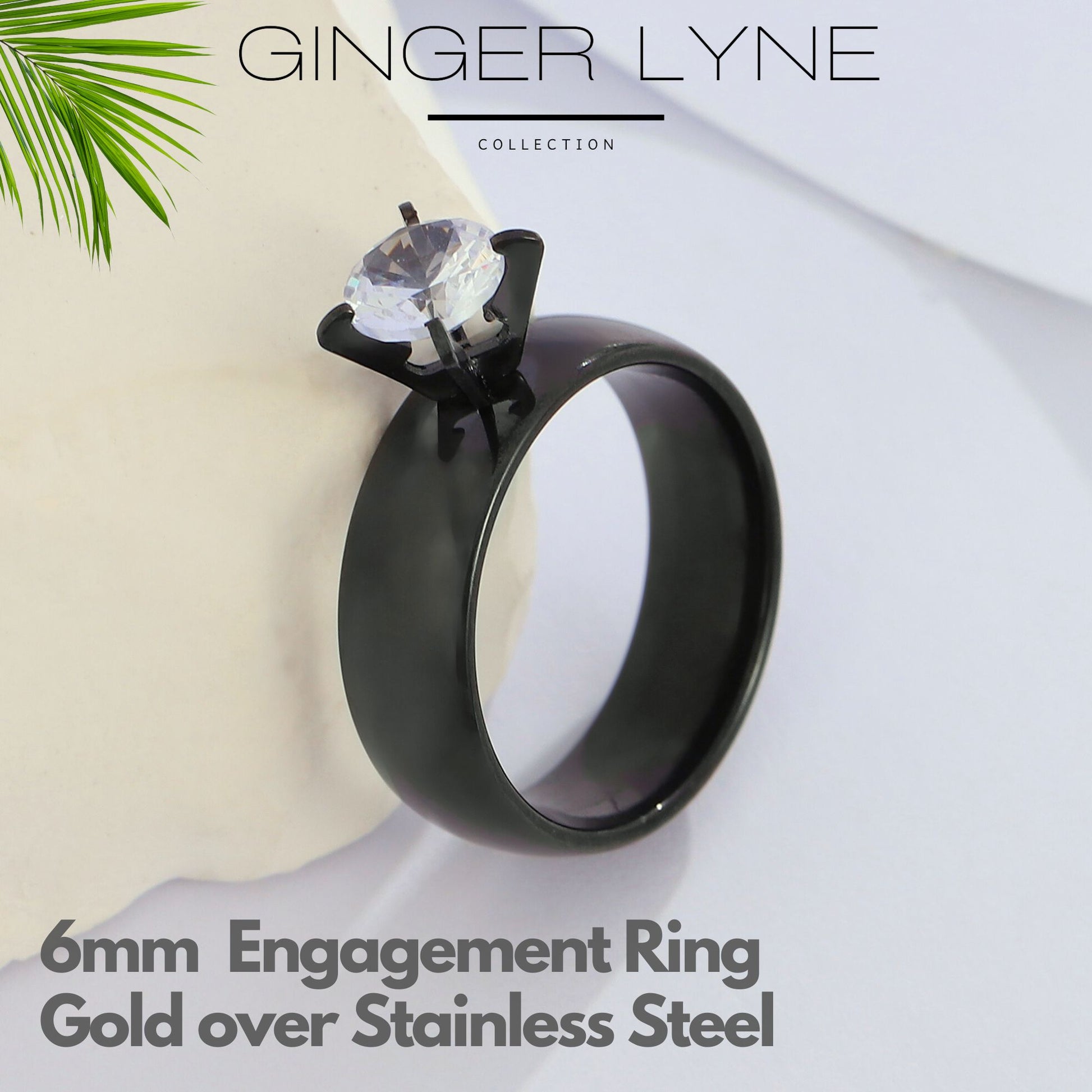 6mmGoldStainlessSteelWomenEngagementRingGingerLyneCollection_Black-2