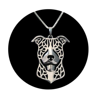 Pit Bull Staffordshire Terrier Dog Necklace Silver Womens Ginger Lyne Collection