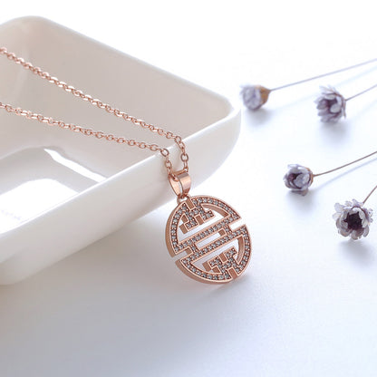Flower Window Pattern Pendant Necklace for Women Cz Ginger Lyne Collection - Rose Gold