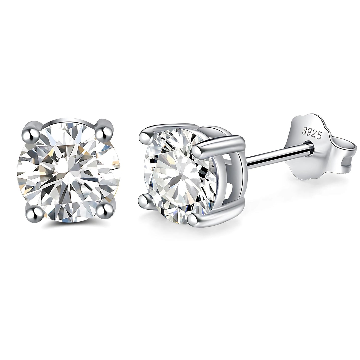 Birthstone Earrings for Women Solitaire Round Cubic Zirconia Sterling Silver Ginger Lyne Collection