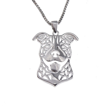 Pit Bull Staffordshire Terrier Dog Necklace Silver Womens Ginger Lyne Collection