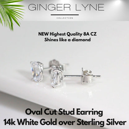 Oval Cut Stud Earrings for Women .86 Ct Simulated Diamond Sterling Silver Ginger Lyne