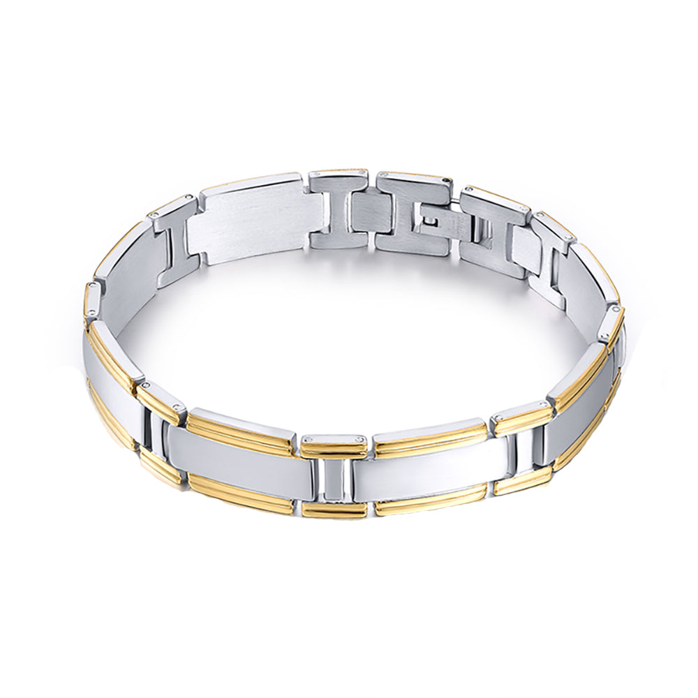 Gold Over Stainless Steel Link Bracelet Mens Ginger Lyne Collection