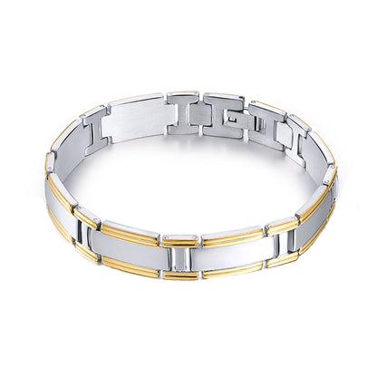 Gold Over Stainless Steel Link Bracelet Mens Ginger Lyne Collection