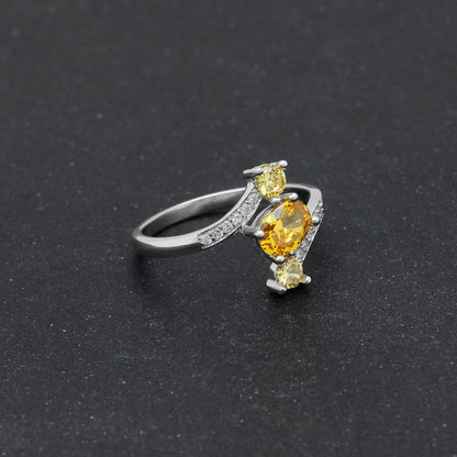 Birthstone Ring for Women Statement Ring 3 Stone Sterling Silver Cz Ginger Lyne Collection