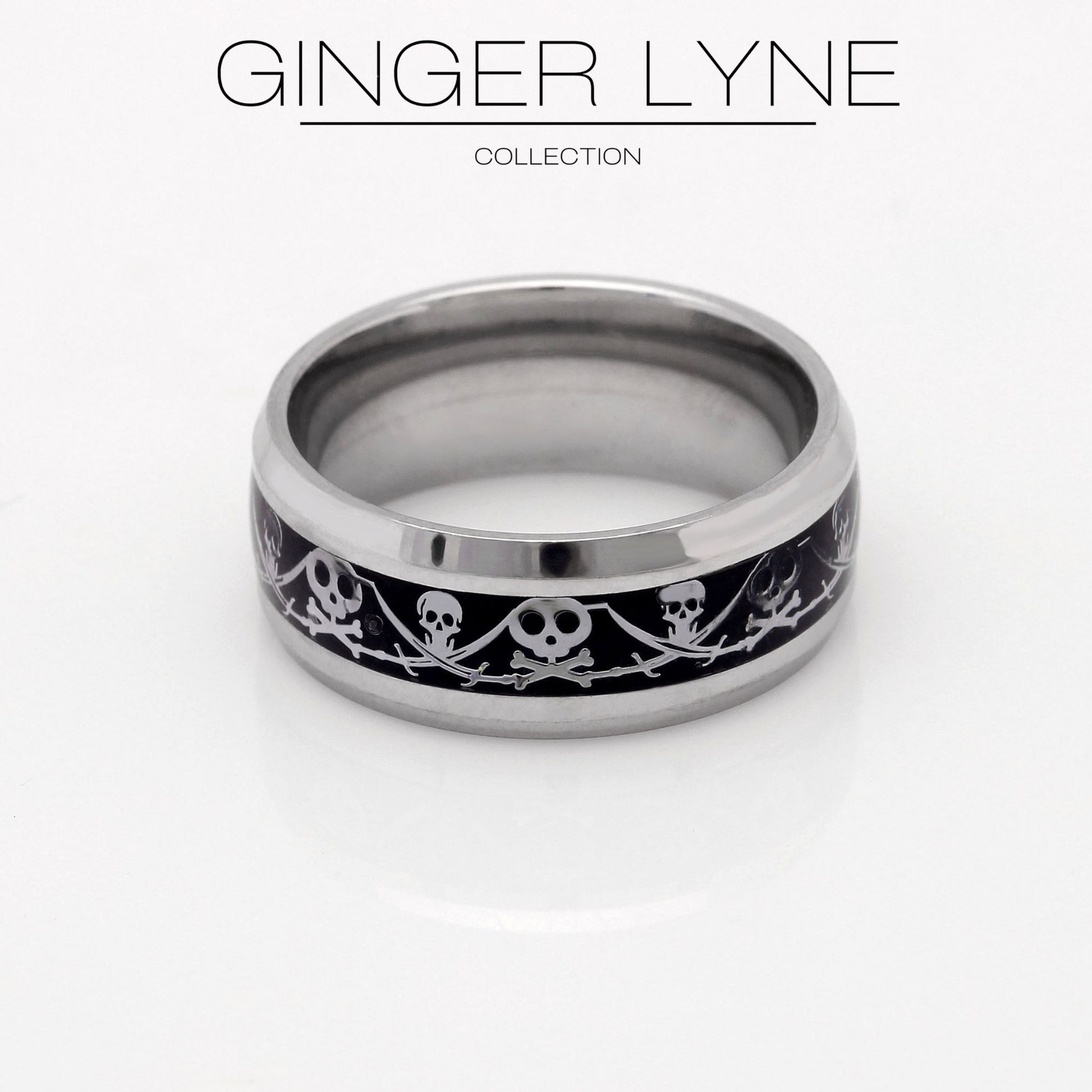 PirateJackWeddingBandSkullRingStainlessSteelMenWomenGingerLyneCollection_Black-2