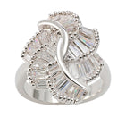 Load image into Gallery viewer, Jill Statement Ring Womens Baguette Cut White Gold Plated Ginger Lyne Collection - 10
