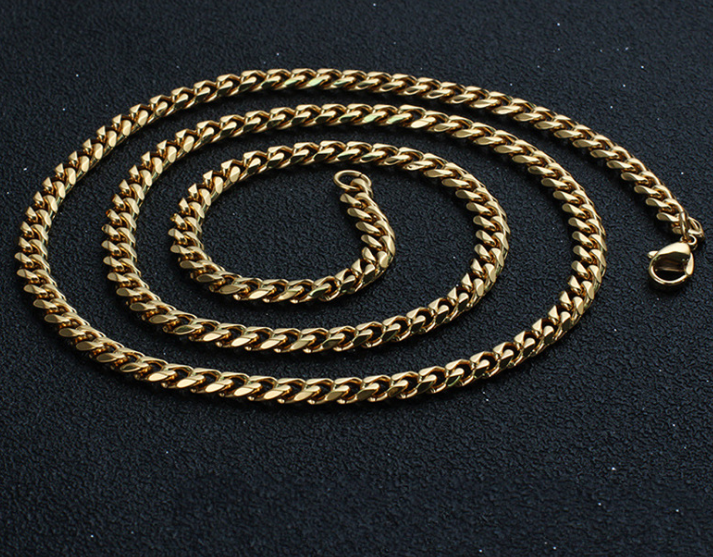 Cuban Link Chain Necklace Gold Stainless Steel Hip Hop Men Women Ginger Lyne Collection