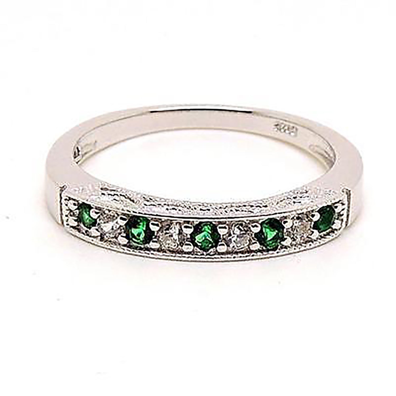 SterlingSilverAnniversaryRingWeddingBandforWomenGreenCzGingerLyneCollectionSize6_Silver-1