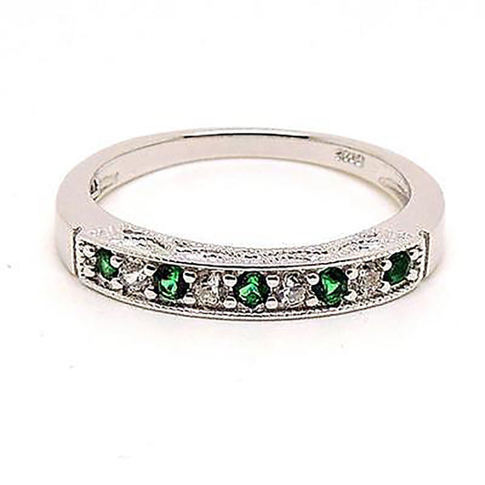 SterlingSilverAnniversaryRingWeddingBandforWomenGreenCzGingerLyneCollectionSize6_Silver-1
