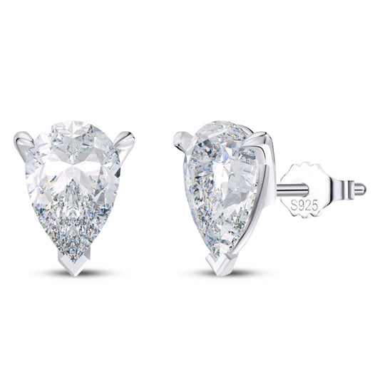 Pear Cut Stud Earrings for Women 2.66ct Simulated Diamond Sterling Silver Ginger Lyne