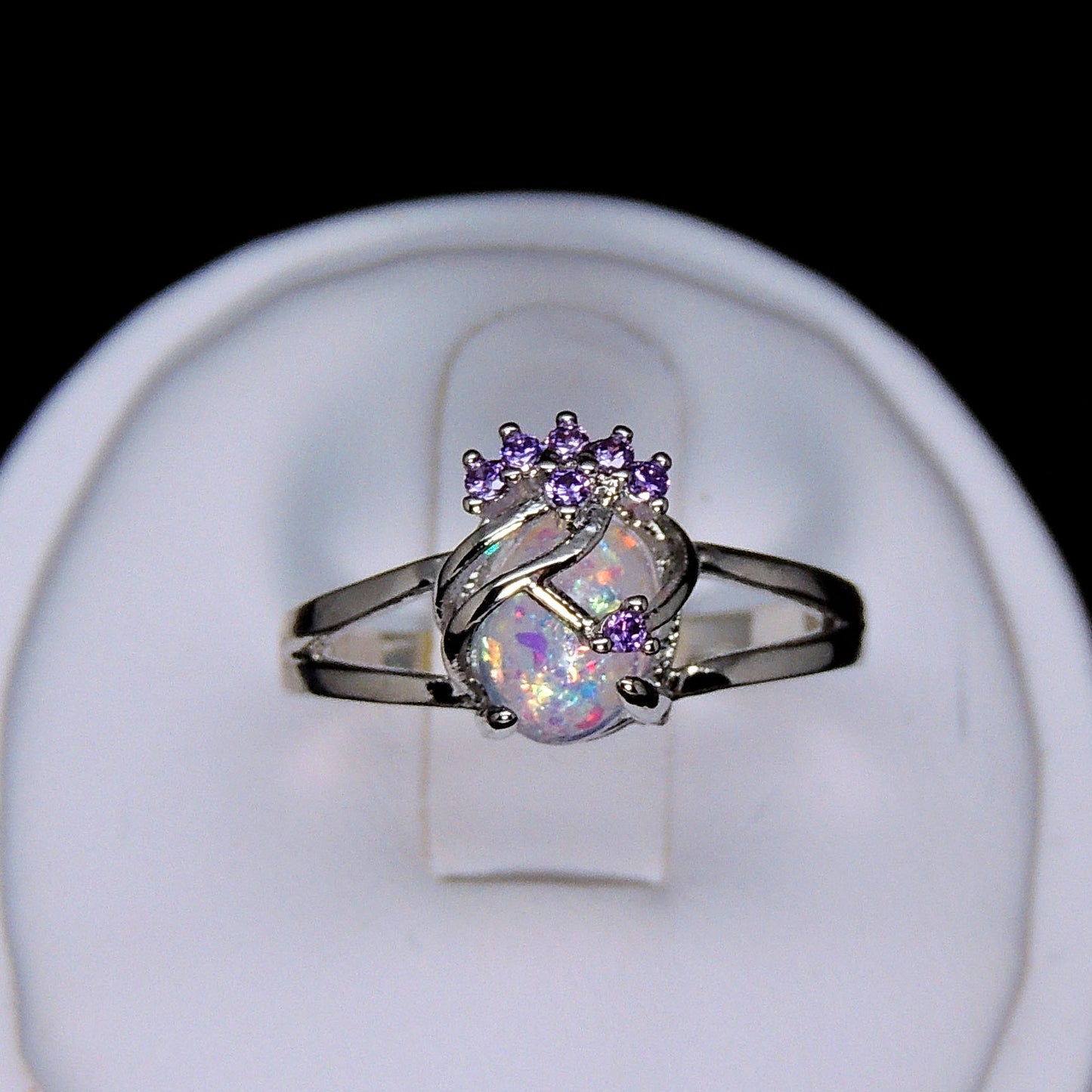 AdlaiSimulatedFireOpalRingWomenPurpleCubicZirconiaGingerLyneCollection_Silver-5