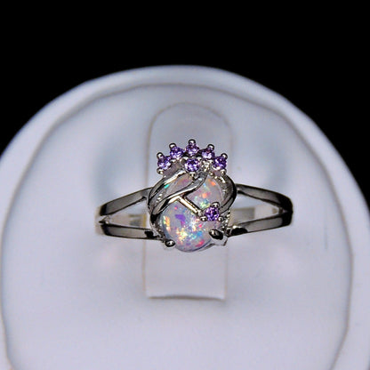 AdlaiSimulatedFireOpalRingWomenPurpleCubicZirconiaGingerLyneCollection_Silver-5