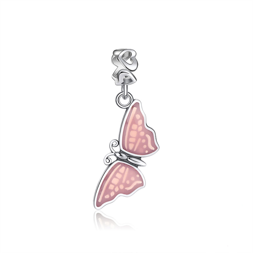 Butterfly Charm European Bead Sterling Silver Pink Ginger Lyne Collection