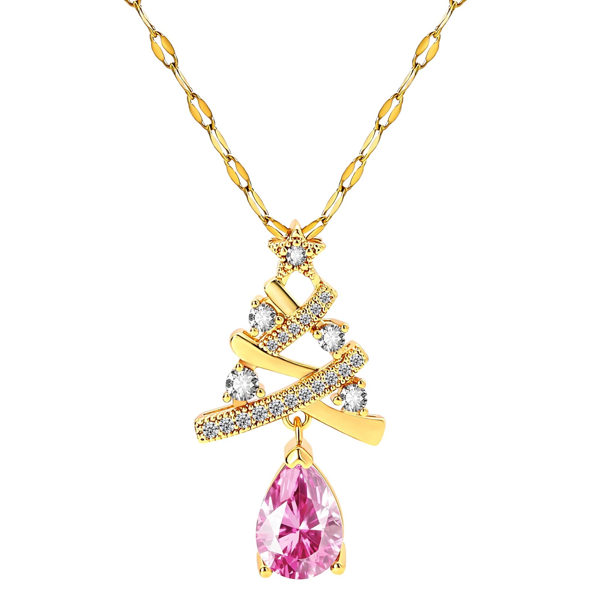 ChristamasTreeNecklaceforWomenHolidayPendantPearCZGoldPlatedStainlessSteelGingerLyneCollection_Gold-1