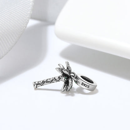 Palm Tree Charm European Bead Green CZ Sterling Silver Ginger Lyne Collection