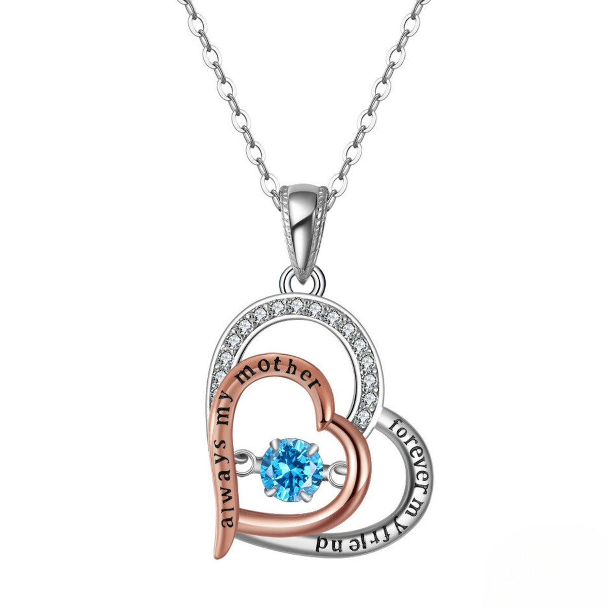 Birthstone Mom Necklace for Mother by Ginger Lyne Sterling Silver Swinging CZ- December - December