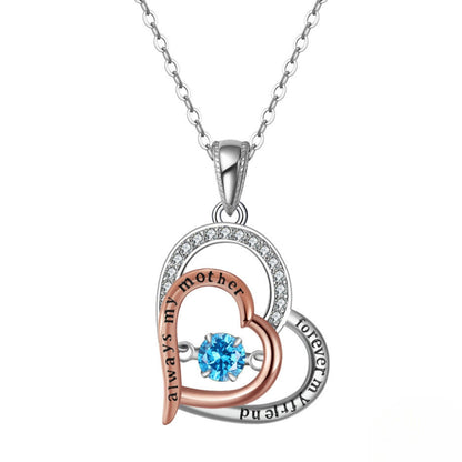 Birthstone Mom Necklace for Mother by Ginger Lyne Sterling Silver Swinging CZ- December - December