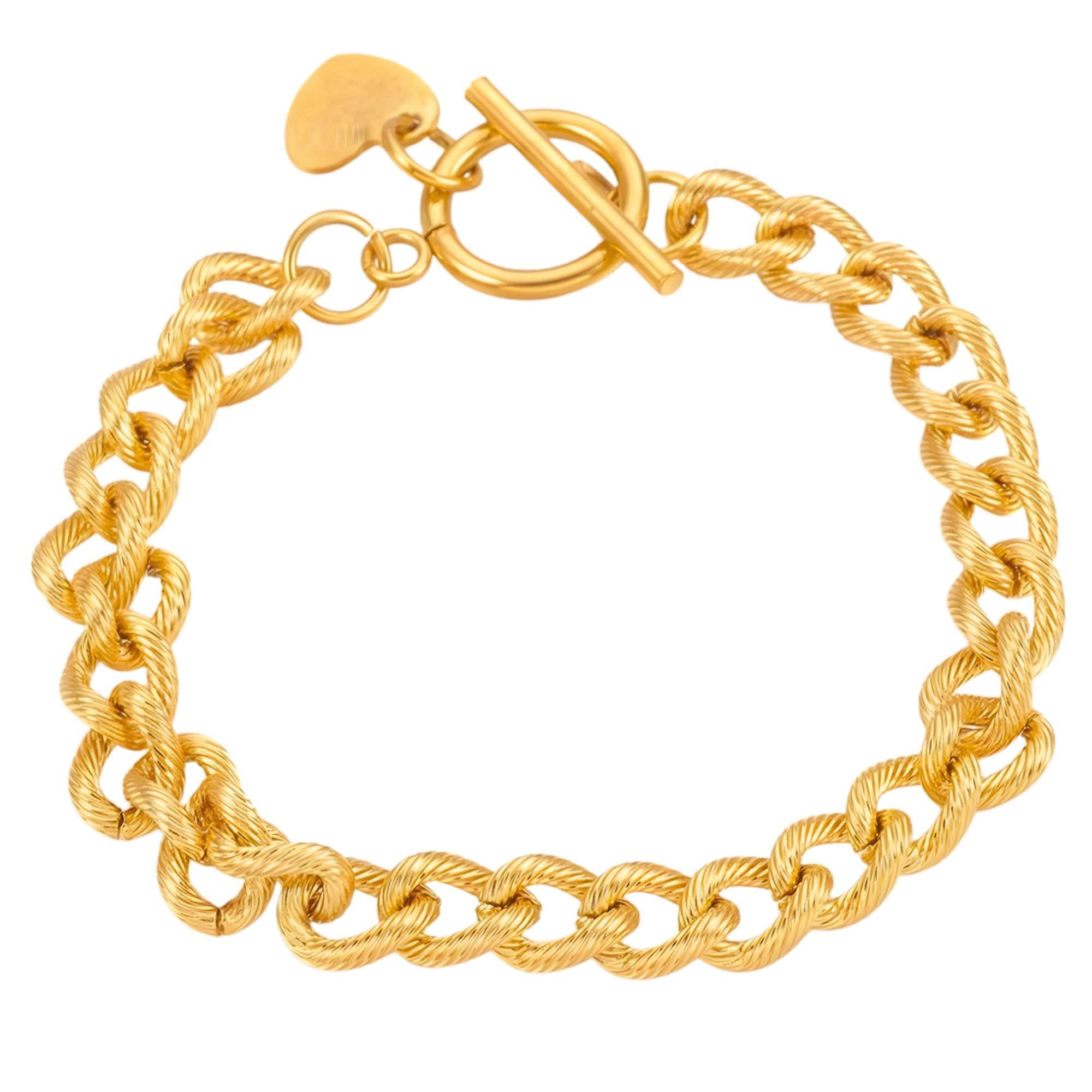Heart Charm Toggle Bracelet for Women by Ginger Lyne Stainless