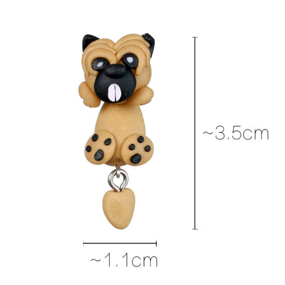 Brown Puppy 3D Dog Dangle Earrings for Girls Ginger Lyne Collection