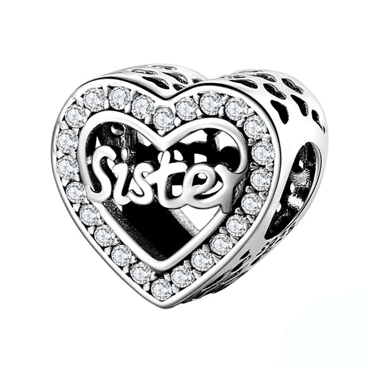 SisterHeartCharmClearCubicZirconiaSterlingSilverWomensGingerLyneCollection_Silver-1
