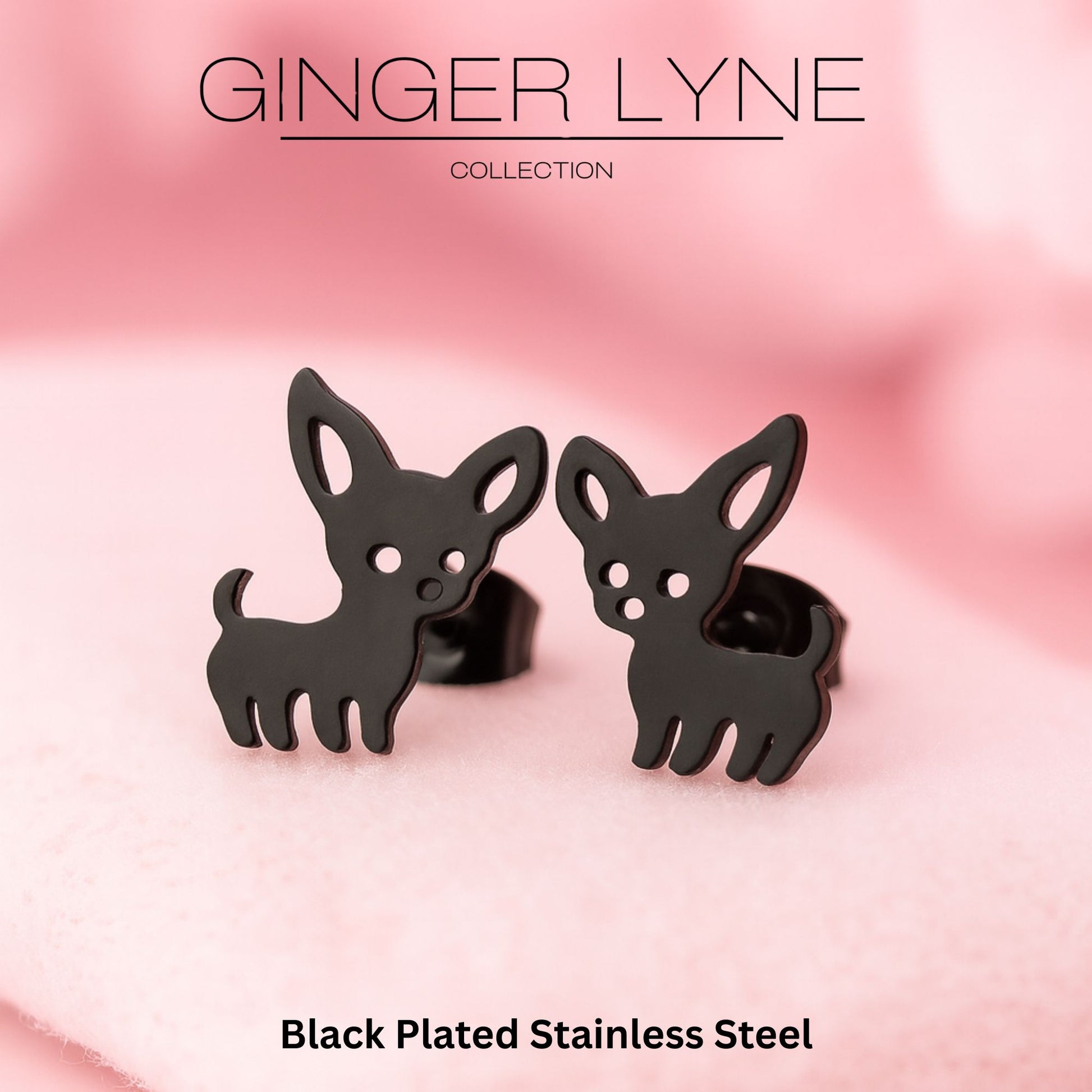 GingerLyneChihuahuaDogStudEarringsforWomenStainlessSteelPuppyPetJewelryGifts_Black-2