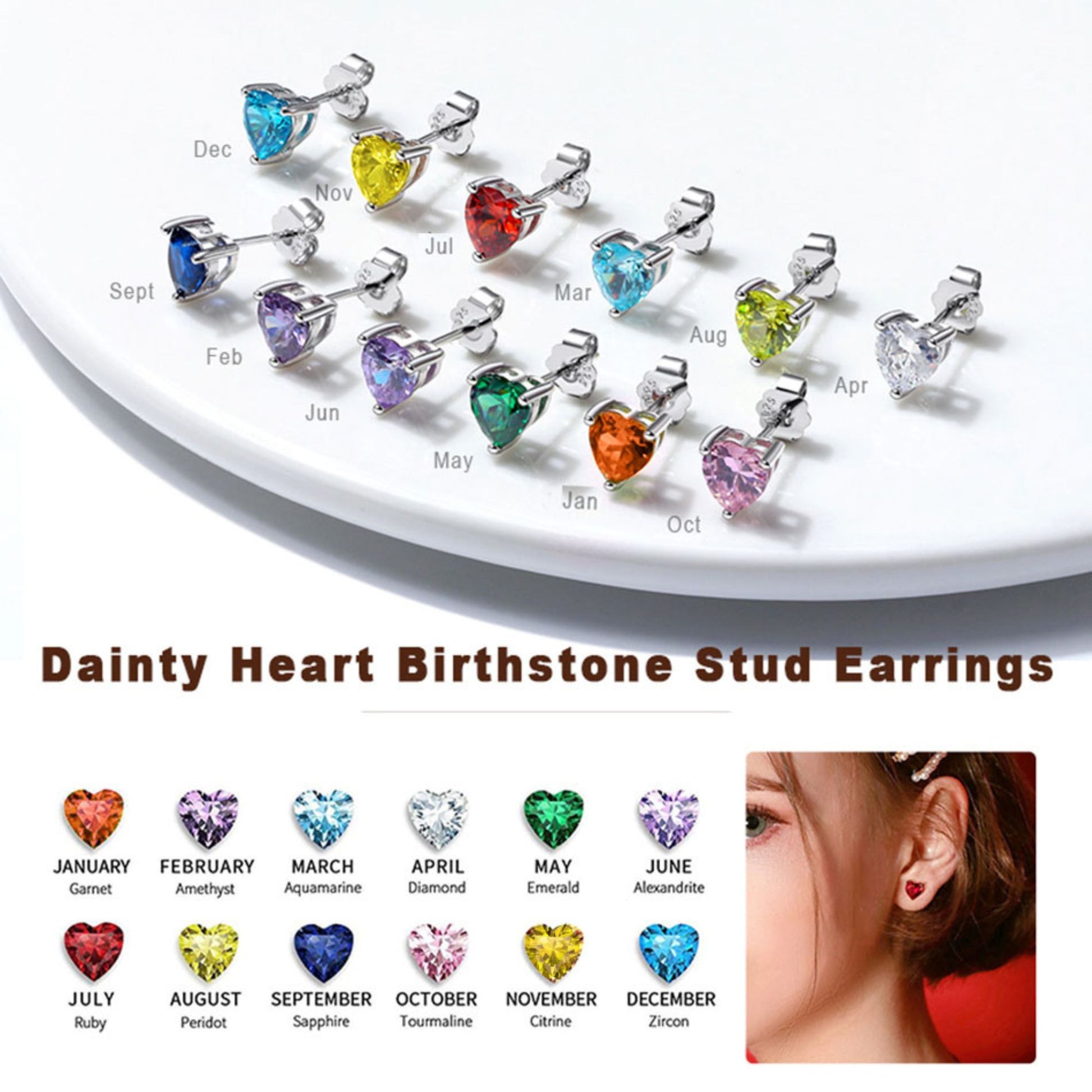 BirthstoneHeartEarringsforWomenbyGingerLyne6mmCZSolitaireStudEarringsSterlingSilver_July-2