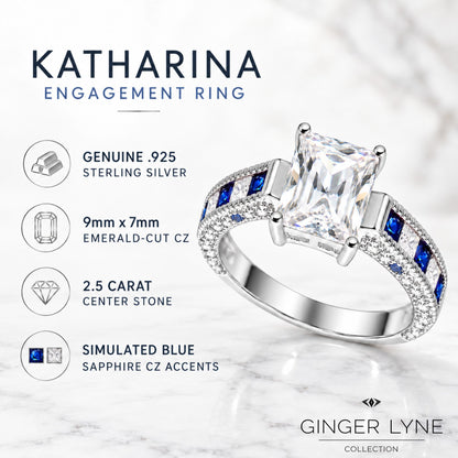 KatharinaEmeraldCutEngagementRingforWomenSterlingSilverCZGingerLyneCollectionSize10_Silver-5