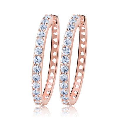 Hoop Earrings Gold Plated Clear Cubic Zirconia Womens Girl Ginger Lyne Collection - Rose Gold