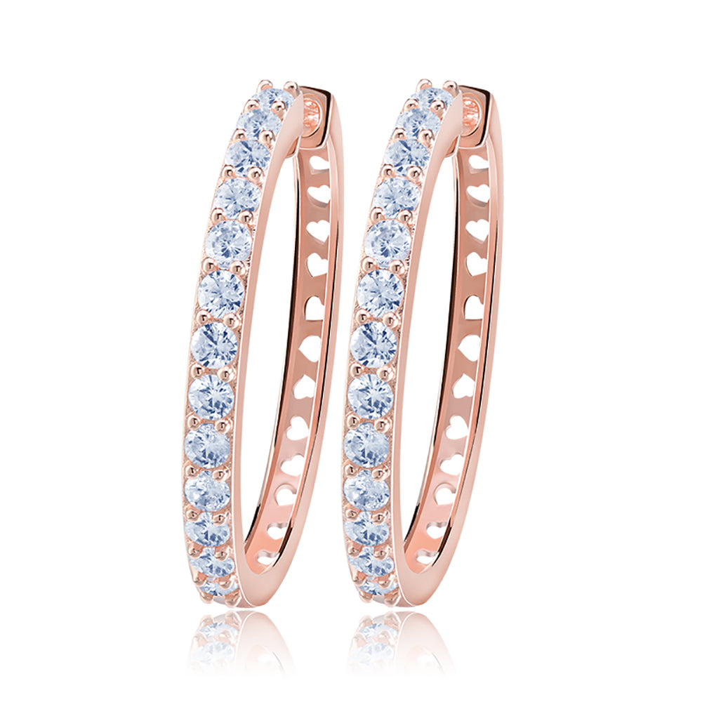 Hoop Earrings for Women Gold Plated Clear Cubic Zirconia Ginger Lyne Collection - Rose Gold