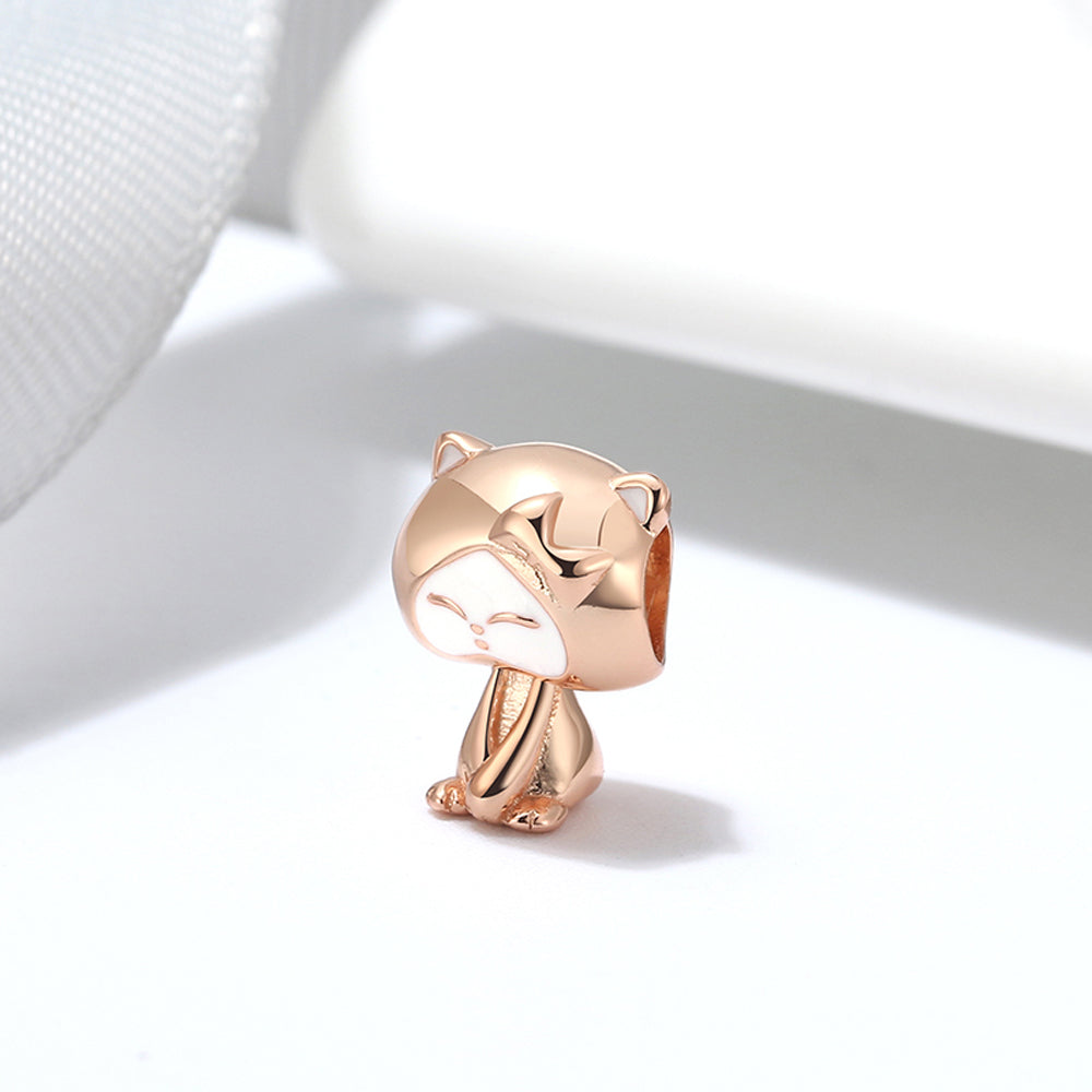 Kitty Cat Charm European Bead Rose Gold Sterling Silver Ginger Lyne Collection