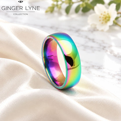 Rainbow6mmStainlessSteelWeddingBandRingforWomenorMenbyGingerLyneSize10.5_6mmRainbow-3