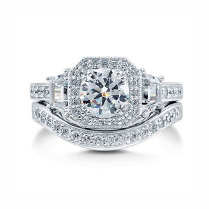 Julieanna Bridal Set Multicut Halo Cz Engagement Ring Womens Ginger Lyne Collection - 6
