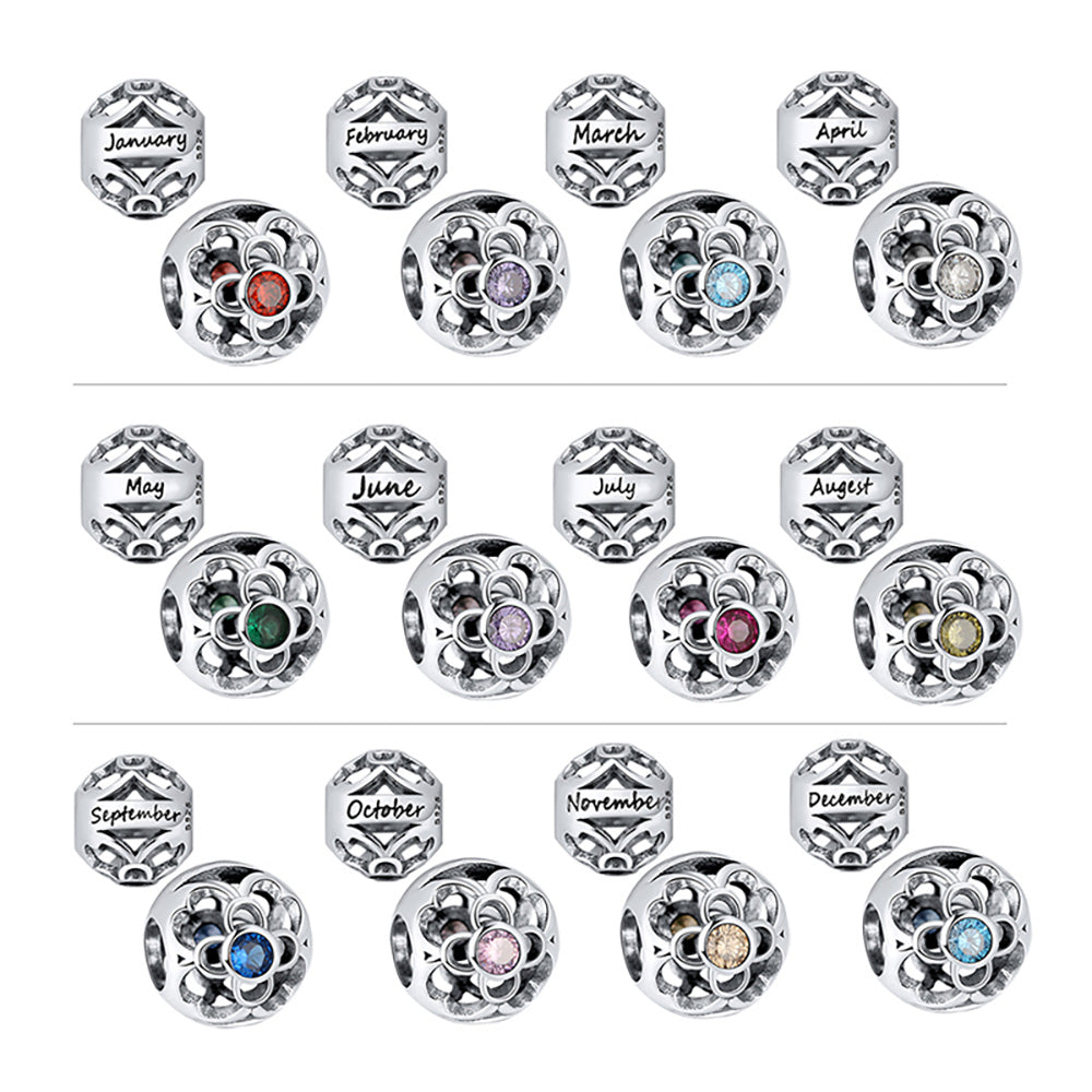 Birthstone Charms for Bracelet Sterling Silver CZ Womens Ginger Lyne Collection - April
