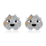 Load image into Gallery viewer, Pitbull Dog 3d Stud Earrings for Women or Girls Sterling Silver Cz Ginger Lyne Collection - 2D Earrings
