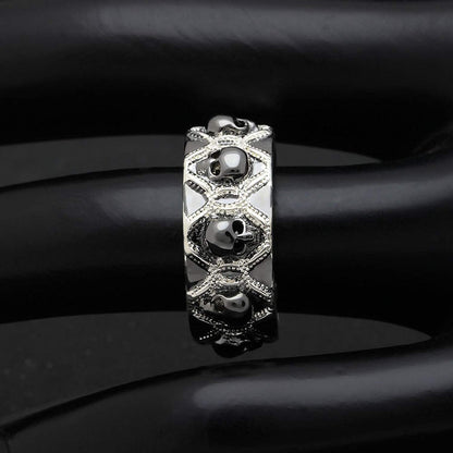 Skulls Wedding Band Ring Black Goth Punk Biker Mens Womens Ginger Lyne Collection