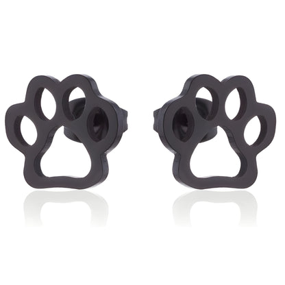GingerLynePawPrintEarringsforWomenPetDogorCatLoverStainlessSteelStud_Black-3