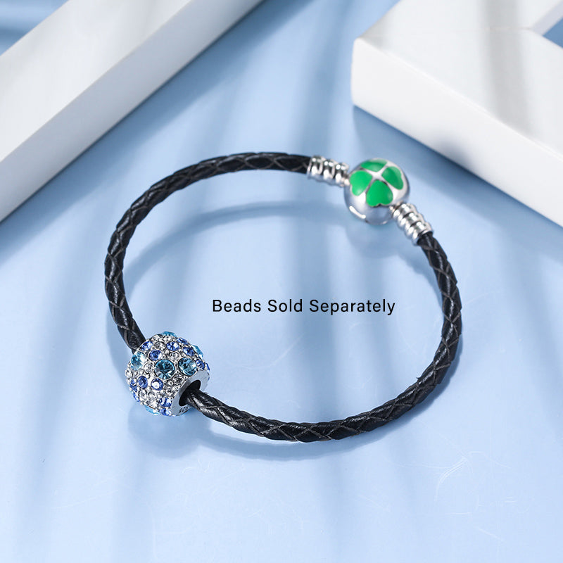 LeatherBraidedCharmBraceletforWomen21cmSterlingSilverCloverClaspGingerLyneCollection_21cm-3