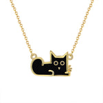 Load image into Gallery viewer, Black Cat Necklace for Women Gold Sterling Silver Girls Ginger Lyne Collection - Necklace Only
