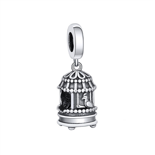Birdcage Charm European Bead Oxidized Sterling Silver Ginger Lyne Collection