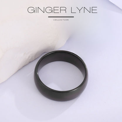 6mmStainlessSteelWeddingBandRingWomenMenGingerLyneCollection_6mmBlack-4