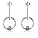 Load image into Gallery viewer, Circle Bar Drop Earrings for Women White Topaz Sterling Silver Ginger Lyne Collection - Clear

