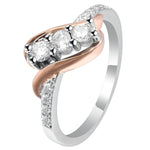 Load image into Gallery viewer, Bianca 3 stone Engagement Ring Sterling Silver Women Two-tone Ginger Lyne Collection - 9
