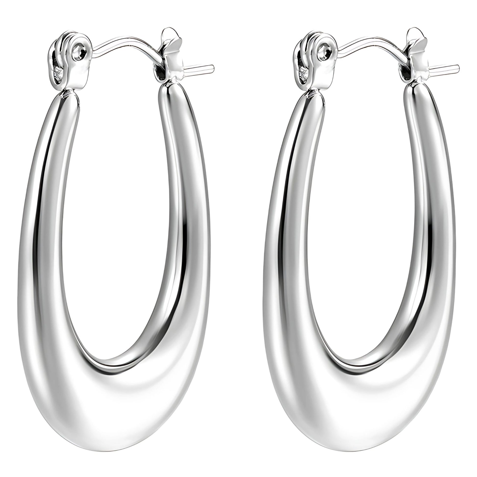 HoopEarringsforWomenbyGingerLyneGoldStainlessSteelLightweightClassicEverydayStyle_Silver-1